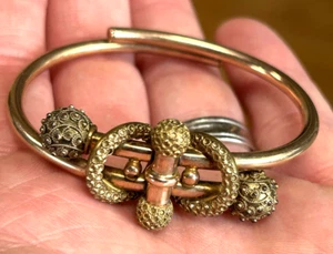 Antikes viktorianisches etruskisches Stil Perlen Klapparmband Roségold gefüllt - Bild 1 von 5