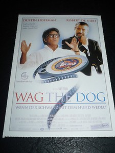 WAG THE DOG, film card [Dustin Hoffman, Robert DeNiro, Anne Heche]