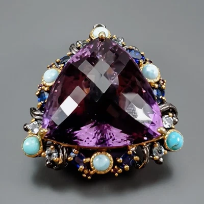 Joyería 70 ct+ Colgante Amatista Natural Plata de Ley 925/NP52375 Foto 1 de 4