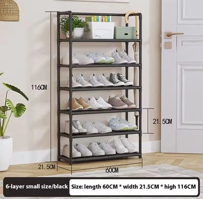 Shoe Rack Storage Cabinet Stackable Shelves Stand 5 Tiers Black - Image 1 of 2