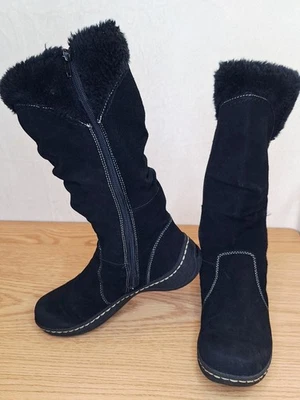 Botas de invierno Barefoot by Aetrex (Esme) negras de gamuza forradas de piel - para mujer 6M Foto 1 de 4