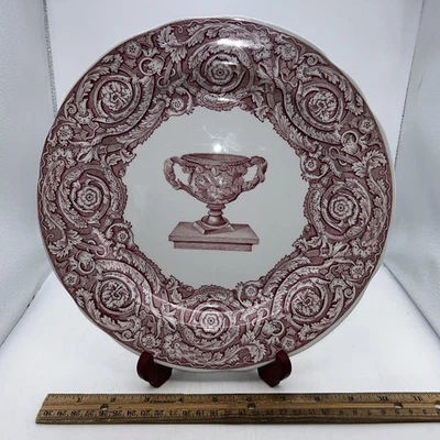 SPODE Archive Collection Warwick Vase 10.25” Plate Red Transfer Ware England - Image 1 of 2