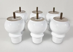 Round Wooden Sofa Legs, Set of 6, Furniture Sofa Feet Legs, 4 Inch, White - Picture 1 of 6