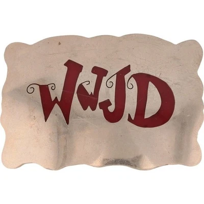 G Plata WWJD Qué haría Jesús cristiano religioso occidental hebilla de cinturón de colección Foto 1 de 4