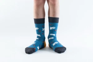 Doris And Dude Socks. Blue With Spooky. Organic Cotton/Bamboo Kids Size12-3 - Picture 1 of 2