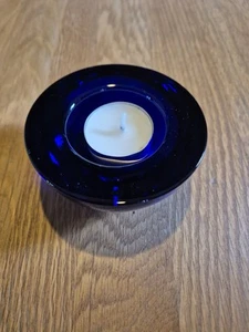 Iittala Finland Blue Round Glass Tealight Candle Holder - Picture 1 of 3