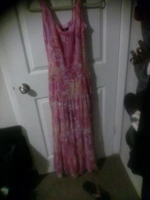 Maxi Vestido Rosa Mangas Nine West Para Mujer Talla 6 Multicolor Paisley Estampado Boho Foto 1 de 4