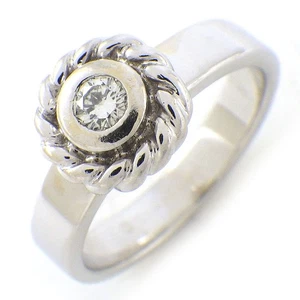 CHANEL Ring Camellia Flower Twist 1 Point Diamond 750(18K) White Gold #50 US5 - Picture 1 of 9