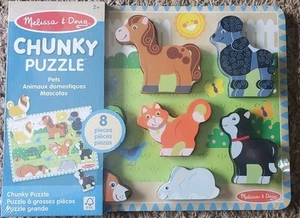 Melissa & Doug Pets Wooden Chunky Puzzle- Dogs, Cats, Kids Learning Toy Gift - Picture 1 of 2