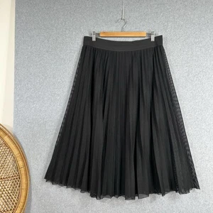 City Chic Skirt Pleated Mesh Overlay Black Size XS Midi - Picture 1 of 8