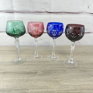 Nachtmann Traube 7 3/4" Colored Crystal Wine Glass Set of 4 ( 1 is 8" ) - Picture 1 of 20