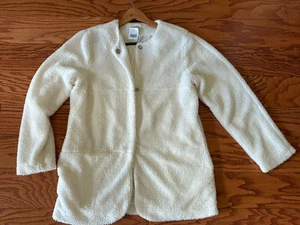 Neu mit Etikett Kate & Sam Sherpa Jacke Medium elfenbeinfarben vollständig gefüttert Druckknopfleiste Seitentaschen - Bild 1 von 7
