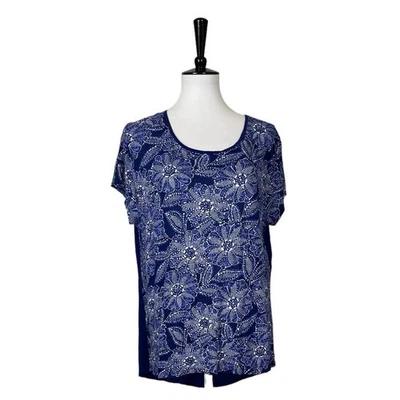 Camiseta Dressbarn Cuello Redondo Burnout Azul Blanco Floral Para Mujer Talla XL Foto 1 de 4