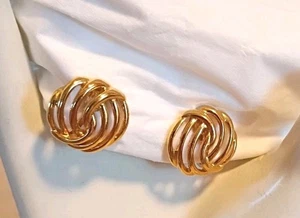 Vintage Monet goldfarbene Twist Knoten Knopf Clip Ohrringe - Bild 1 von 4
