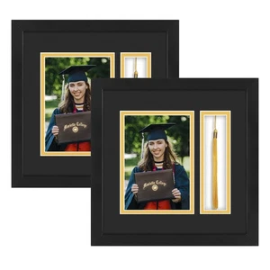 , Cornice Portafoto Laurea 10x10, Scatola Ombra Nera - Foto 5x7 con Supporto Nappa... - Foto 1 di 8