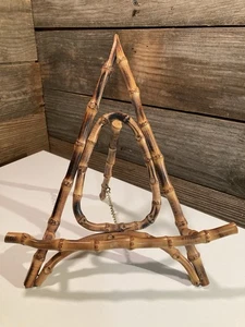 Espositore portafoto/piastra cavalletto bambù vintage Grandmillennial MCM 11” - Foto 1 di 6