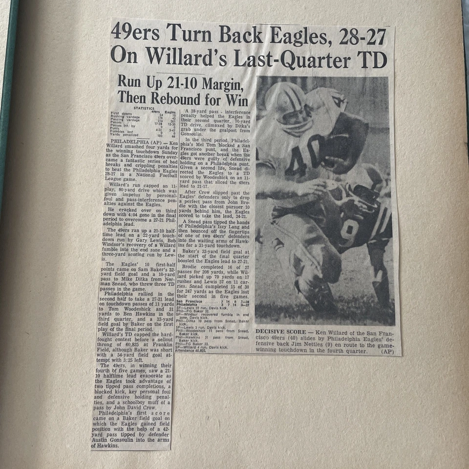 Álbum de recortes de fútbol americano vintage de los años 60 con NFL y AFL Foto 1 de 4