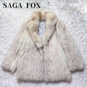Abrigo de piel de zorro azul saga plateada de la más alta calidad SAGA cuello de actriz mujeres 9 - Imagen 1 de 10