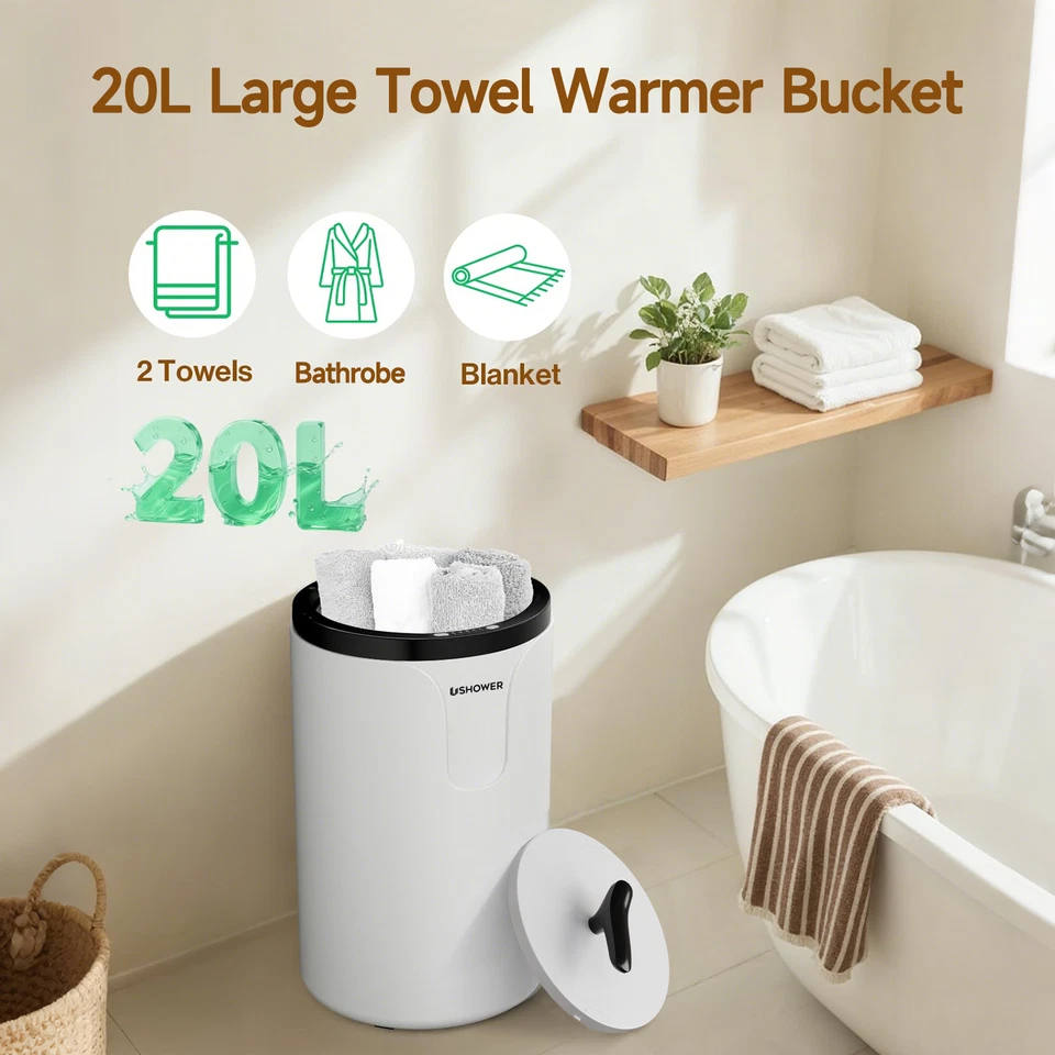 Calentador de toallas de baño 20L cubo apagado automático calentador de toallas, regalo de Navidad Año Nuevo Foto 1 de 4