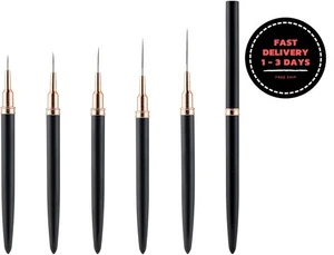 Juego de 5 pinceles metálicos para decoración de uñas, delineadores negros - Picture 1 of 3