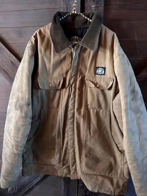 Vintage Polar King Men's Canvas Jacket with Corduroy Collar DISTRESSED - Image 1 of 4