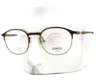 Starck Eyeglasses Glasses SH2074 0005 Polished Brown Metal Gold Rim 49mm w/case - Image 1 of 4