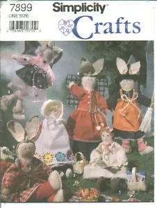 S 7899 sew pattern 13" Primitive DOLLS Bunnies & CLOTHES Dress Apron Bonnet Wing - Picture 1 of 1