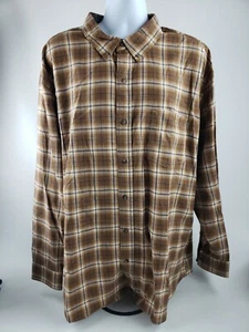 Blue Mountain Mens Size 3XL Plaid Long Sleeve Brown Checkered Flannel XXXL - Picture 1 of 8