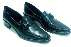 Vero Cuoio Women's Paulette Black Leather Loafers Made in Italy US 8.5 - Picture 1 of 7