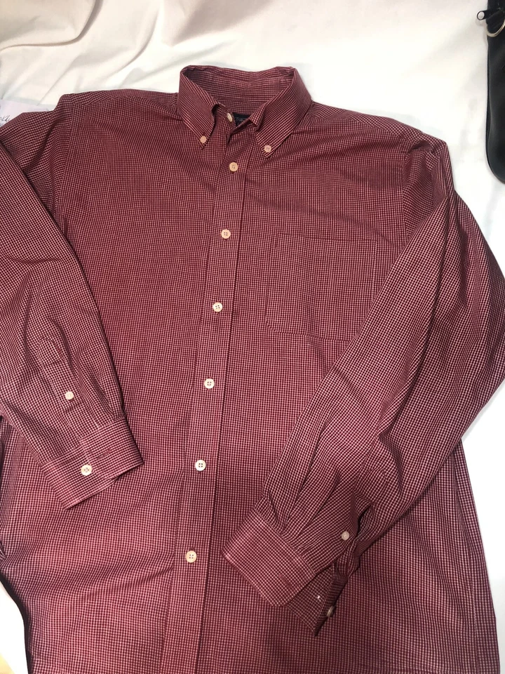Consensus 男式正装衬衫纽扣长袖红色格子 M 码 — 第 1/4 张图片