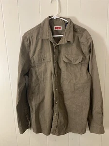 Wrangler Shirt Men's Large Dark Forest Brown Long Sleeve Western Button Up Retro - Picture 1 of 5