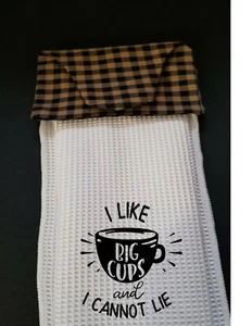 Hanging Kitchen Dish Towel with Snap Closure  BIG CUPS Handmade - Picture 1 of 1