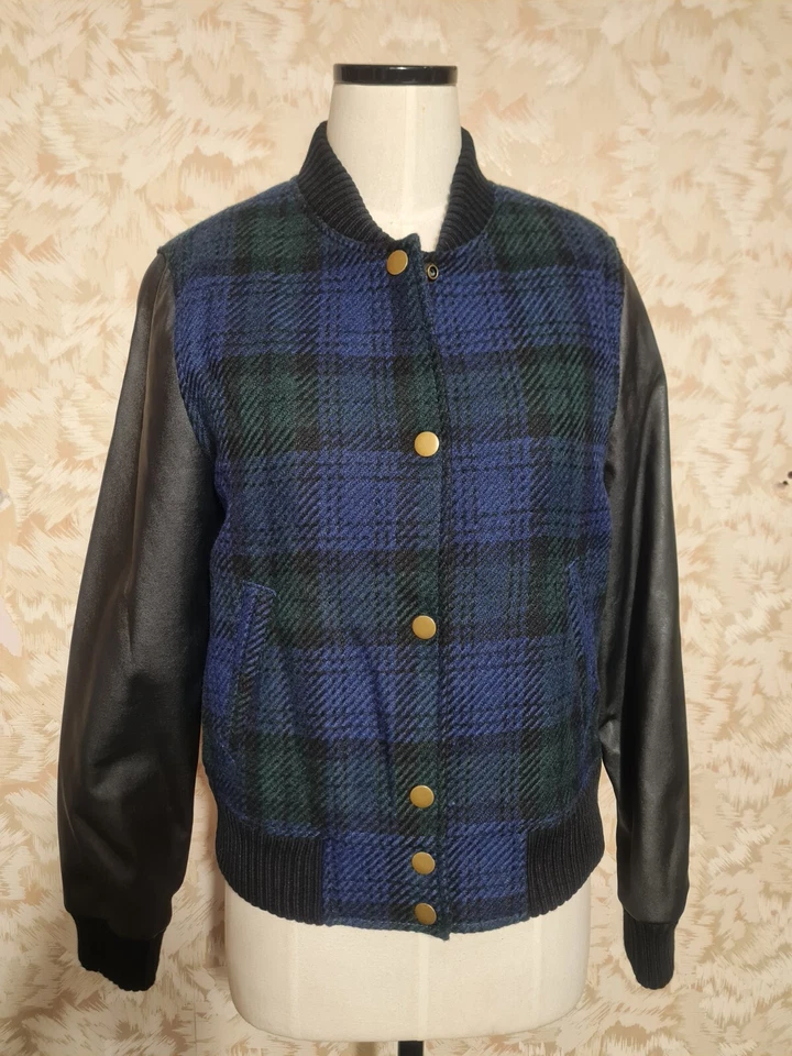 J.Crew of USA unisex jacket. knitted with faux leather sleeves. size M. - Image 1 of 4