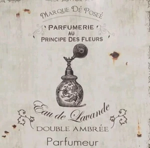 Vintage Style Wall Plaque Metal Distressed Look French Perfumery - Picture 1 of 3