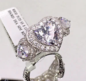 NWT BELLA LUCE HEART SHAPE DIAMOND SIMULANT RHODIUM ON STERLING SILVER RING SZ 9 - Picture 1 of 14