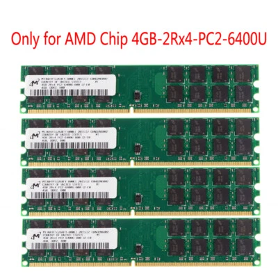 Only For AMD Chipset Micron 4GB 2RX4 PC2-6400U Dimm Memory RAM DDR2 800Mhz& - Image 1 of 4