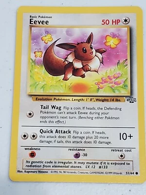 Pokemon Card: Evee 51/64, 1999 Common, Non-Holo (NM) Never Played 02 - Image 1 of 4