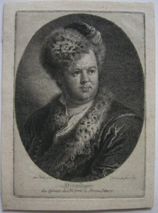 Joh. Mel. Dinglinger (1664-1731) Hofjuwelier Orig Kupferstich 1769 G. F. Schmidt - Bild 1 von 4