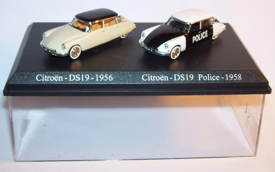 Coffret Atlas Duo 2 Metal Uh Citroen Ds 19 Berlina 1956 Polizia 1958 Ho 1/87 - Immagine 1 di 1
