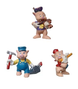 *HH* Lotto 3 Porcellini Action Figure Vintage Walt Disney Bullyland Bully Toys - Foto 1 di 10