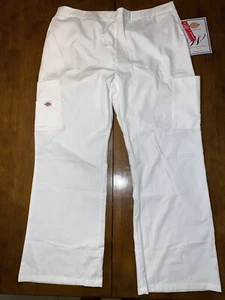 NWT Dickies Medical Uniforms White Relaxed Fit Pants Womens Size XL - Picture 1 of 7