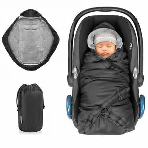 Zamboo Einschlagdecke Decke für Babyschale & Maxi Cosi Thermo Fleece Schwarz