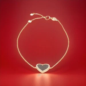 NEW! EFFY ONYX , DIAMOND & 14K  HEART BRACELET /MSRP $1,450 - Picture 1 of 3
