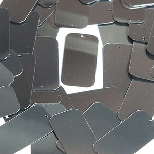 Hematite Shiny Gray Metallic Sequins Rectangle Long 1.5 inch Couture Paillettes - Picture 1 of 2