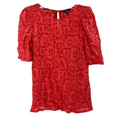 Blusa halógena con estampado de encaje rojo | Perfecta para cualquier ocasión Foto 1 de 4