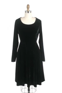 FROCK SHOP XS Precioso Vestido Patinador Manga Larga Terciopelo Elástico con Bolsillos Negro - Imagen 1 de 6