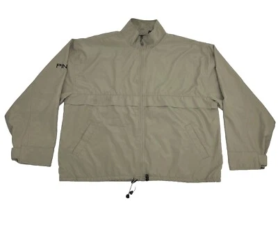 Ping Golf Windbreaker Jacket Men's Large Gray Lined Full Zip Pockets Logo - Image 1 of 4