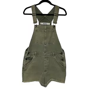Melville Denim Shortalls Damen groß olivgrün roher Saum Fee Kobold Festival - Bild 1 von 15