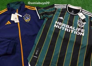 Adidas MLS L.A Galaxy Anthem Reversible Jacket & Authentic Away Soccer Jersey, M - Picture 1 of 12