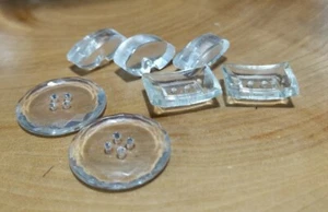 7 Vintage Knöpfe zum Nähen aus klarem, facettiertem Glas. 3 Designs - Bild 1 von 12